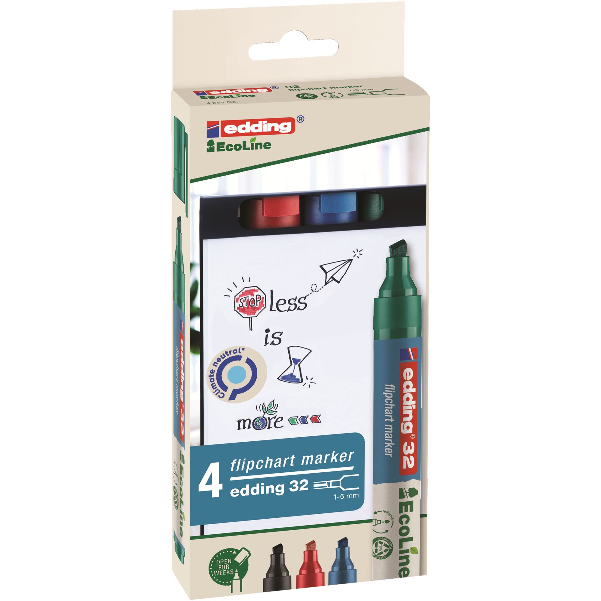 Flipchartmarker 32  EcoLine 15-3mm sort 4St