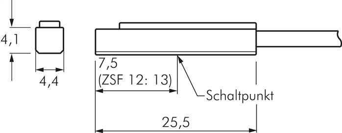 T-Nut(3,5mm) Zylinderschalter, 2-Leiter-Reed-Sensor, rote LED