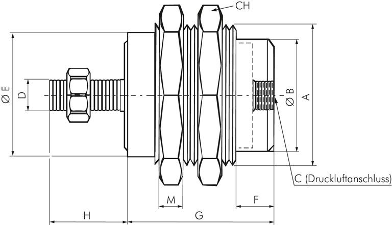Einschraub-Pneumatikzylinder Kolben 6mm, 5mm Hub