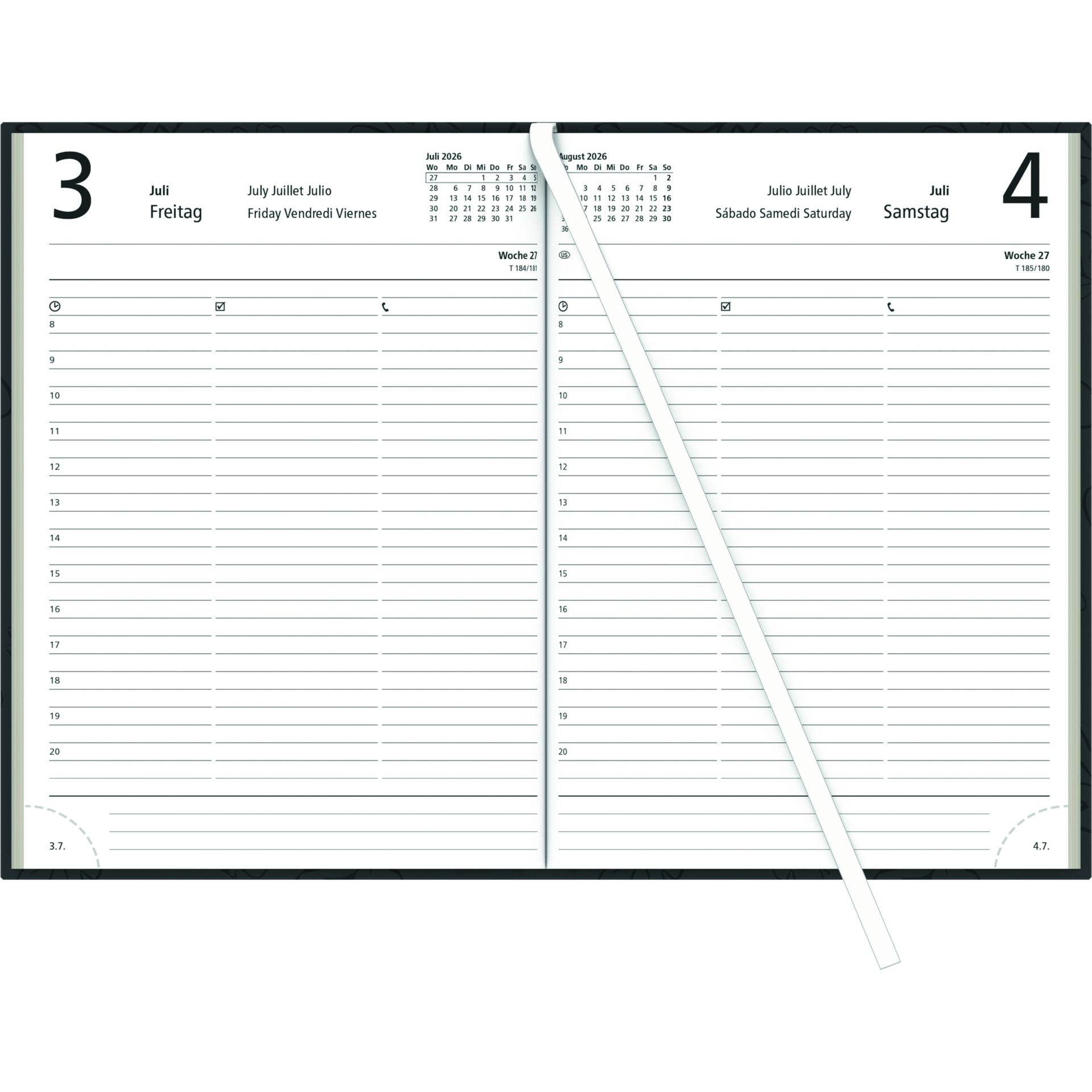 Buchkalender 1T/1S sort
