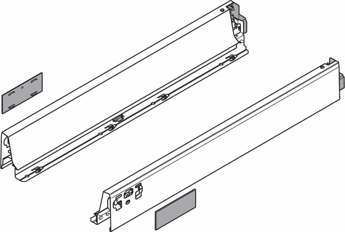 TANDEMBOX Zarge, Höhe N (68.5 mm), NL=500 mm, links/rechts, für TANDEMBOX antaro , R9006 weißaluminium