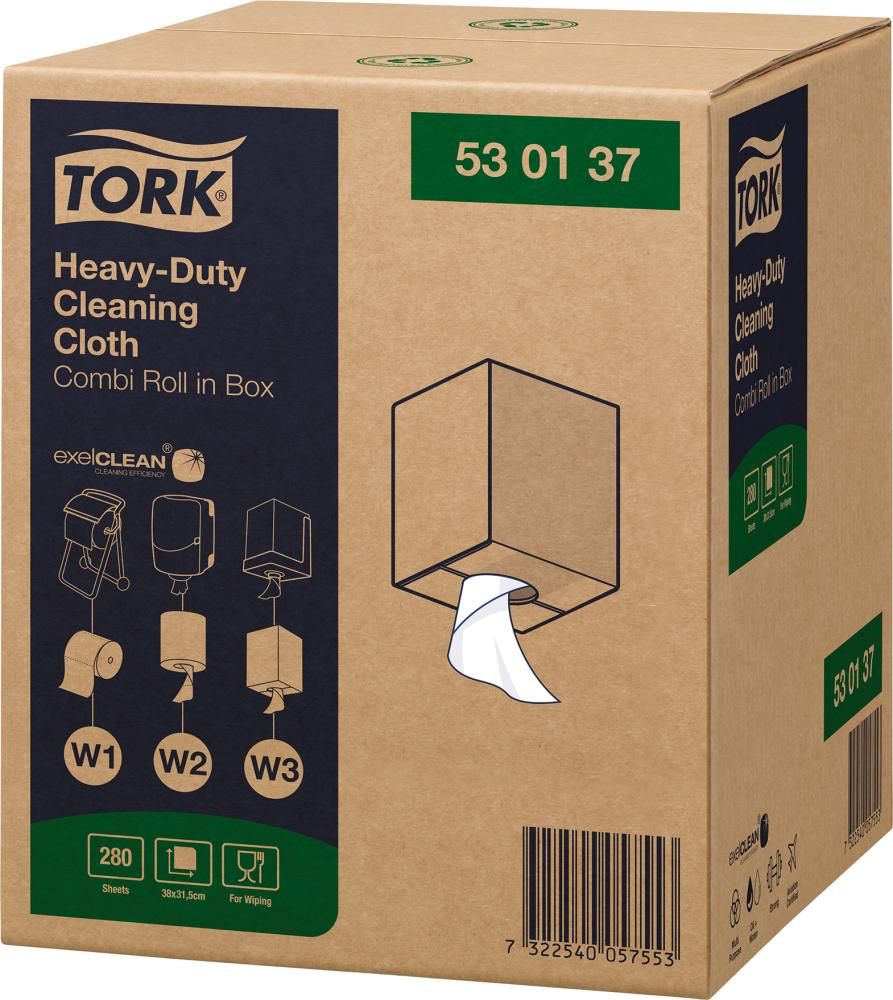 Tork Reinigungstücher Kombirolle W1/W2/W3 1 Rolle à 106m/280 Tücherweiß, Vliesstoff