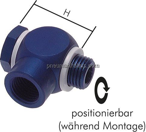 Winkel-Verschraubung G 1/2" AG/IG, Aluminium, Hohlschraube