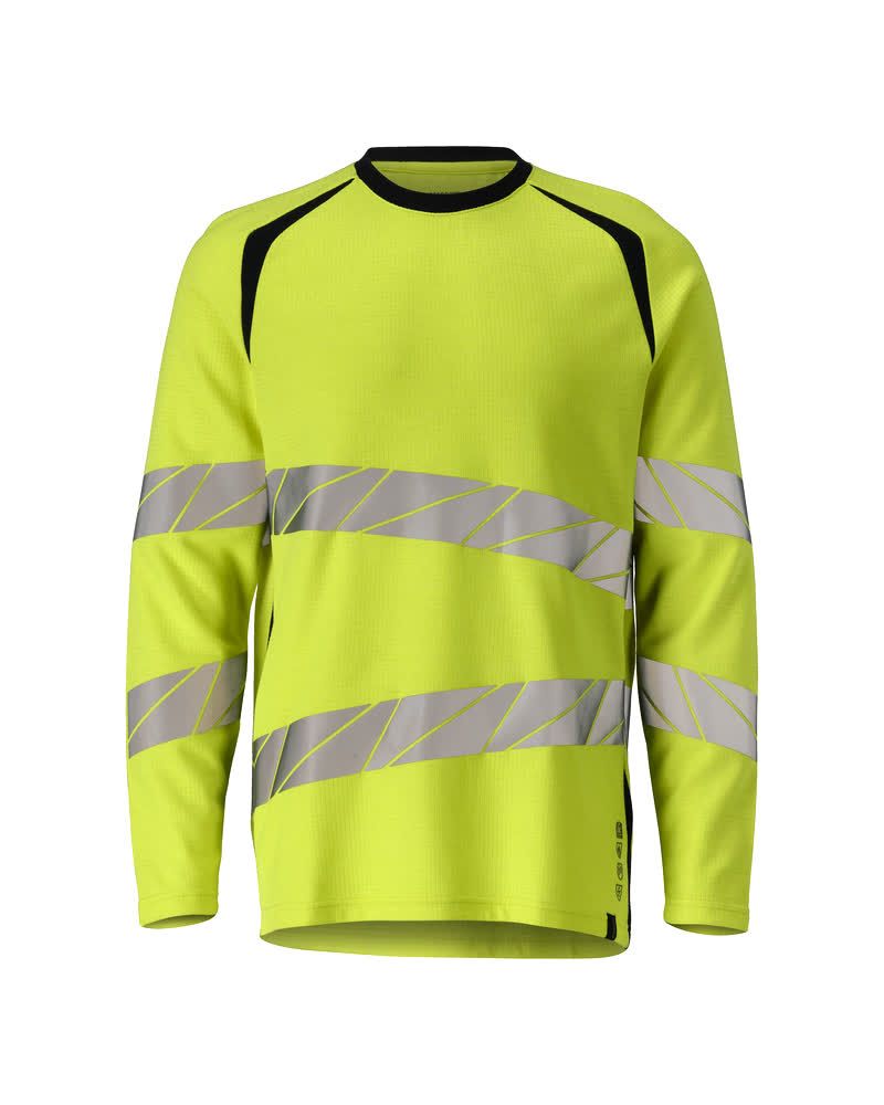 T-Shirt, Langarm Hi-vis Gelb/Schwarzblau, 2XL
