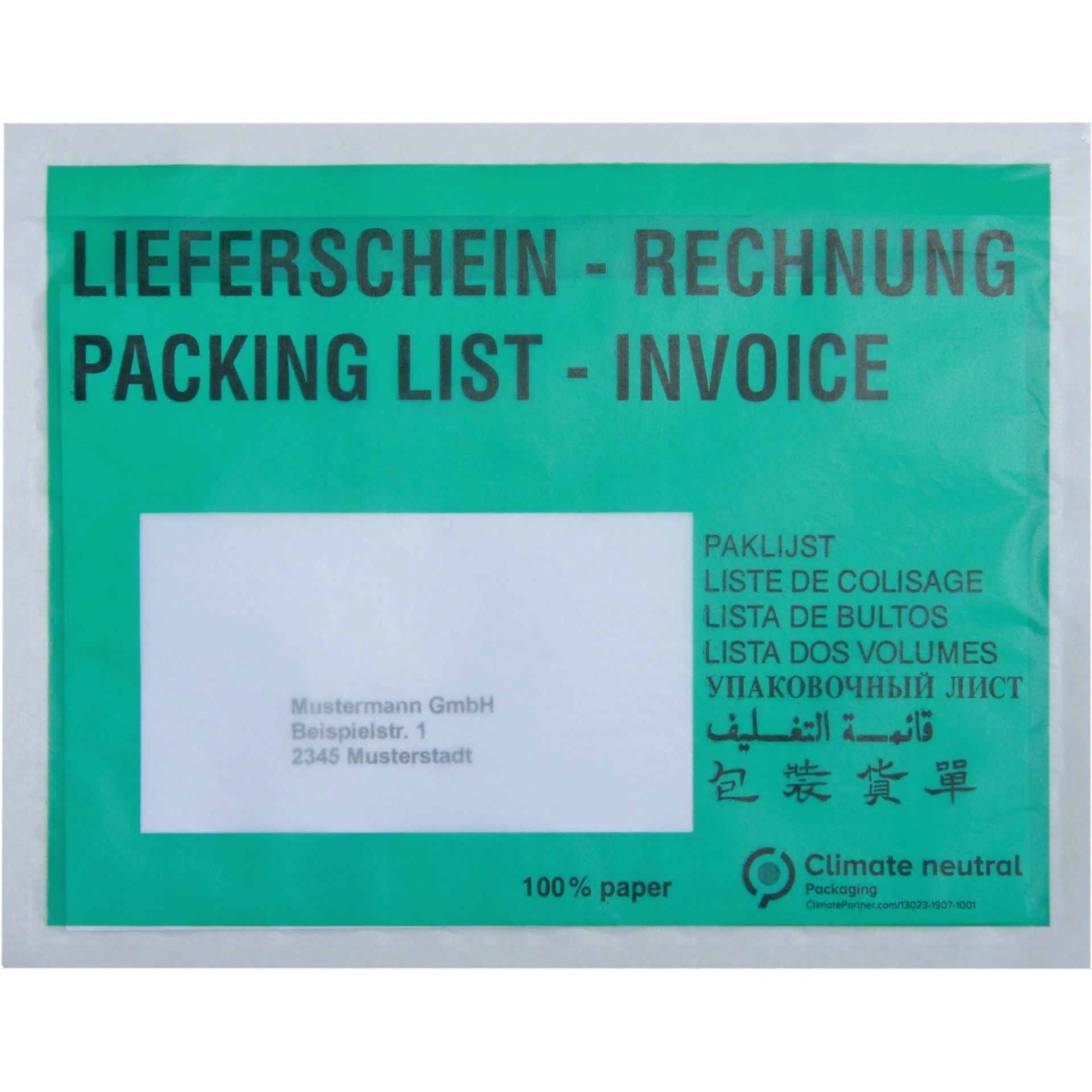 Begleitpapiertasche C6 175x135mm gn LS-RE 250St
