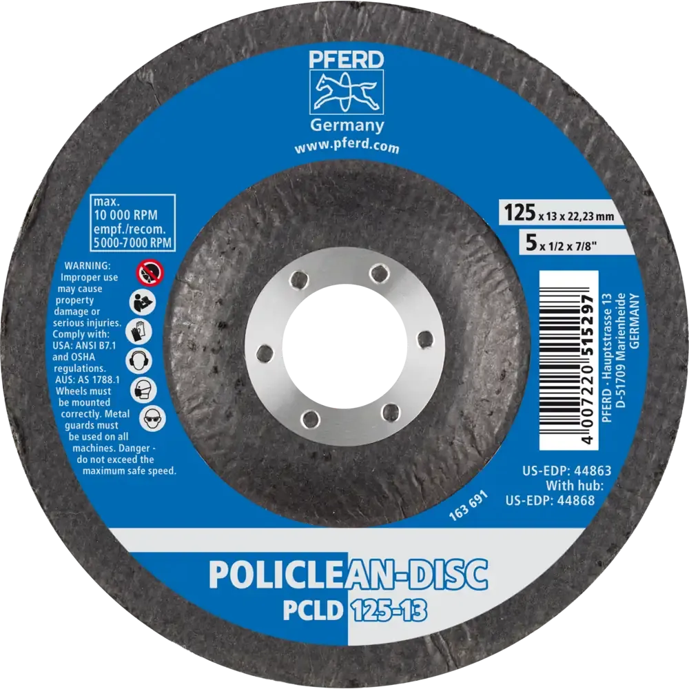 PFERD POLICLEAN PCLD Reinigungsvlies Ø 125x13mm Bohrung Ø 22,3mm