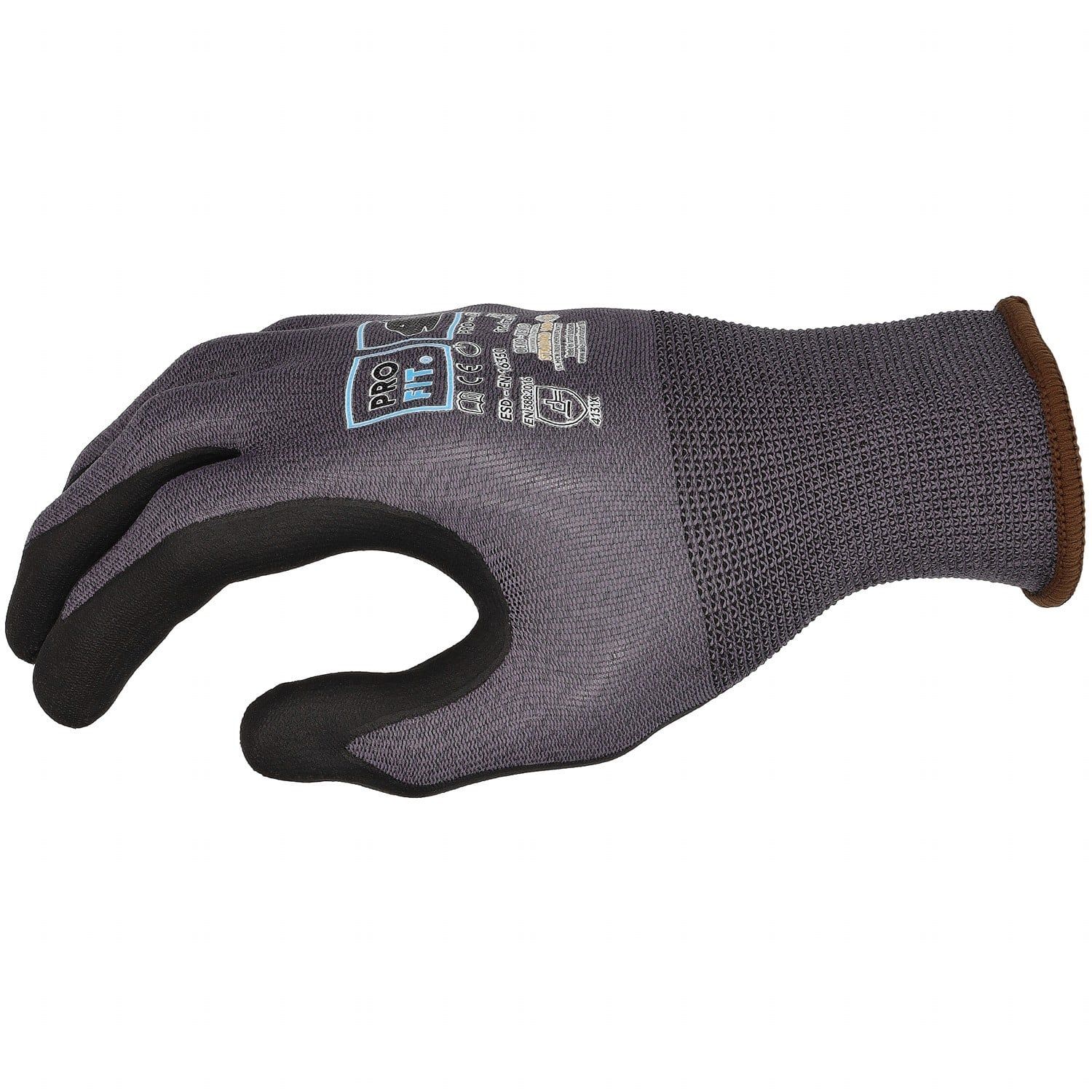 Nitril Handschuhe, "PRO ESD",grau/schwarz, ESD - EN 16350 10