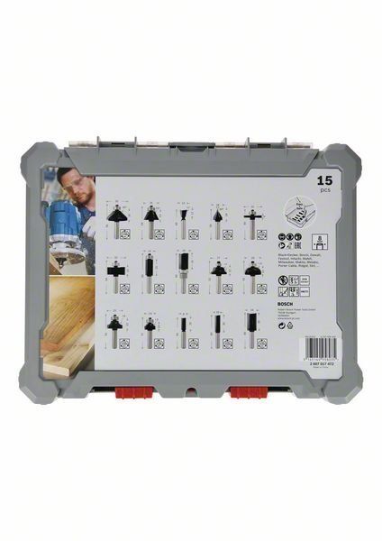 Bosch 15-teiliges Fräser-Set, für Handfräsen