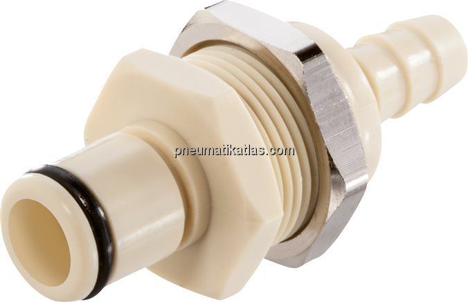 Schott-Kupplungsstecker (LC) mit Schlauchtülle, Polypropylen (beige)