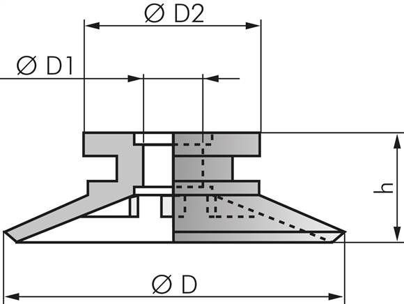 Flachsauger, Stützrippe, P-Serie, 22x0,5mm, CR (50A, schwarz)