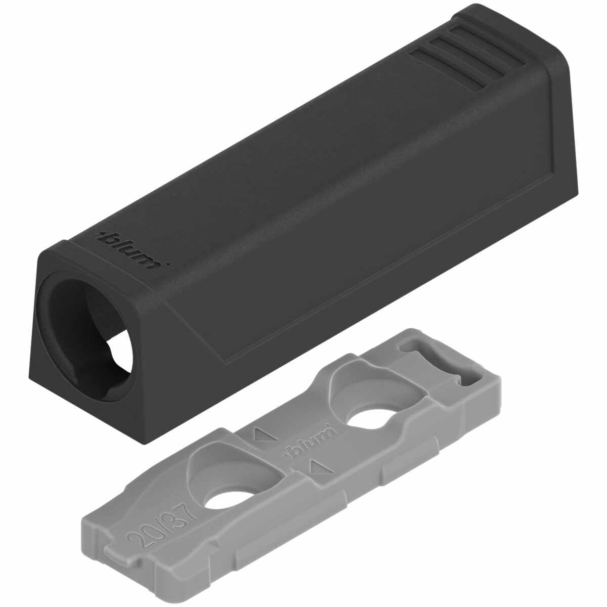 TIP-ON Adapterplatte für Türen, Kurzversion, gerade, Schrauben, carbonschwarz