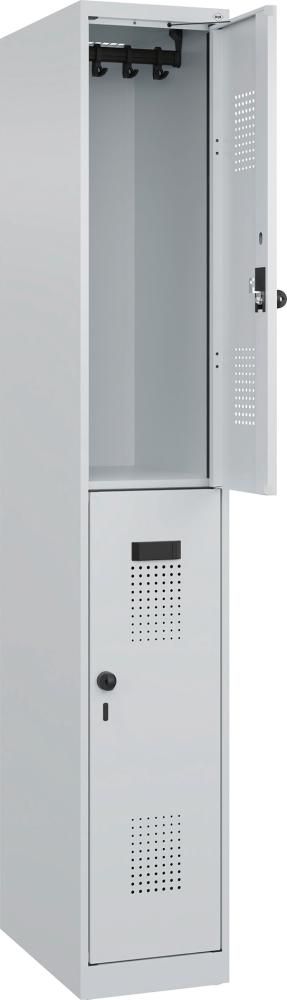 Doppelst. Schrank EVOLO bodenstehend RAL7035/7035, 1x2Abteile B300xT500xH1850mm