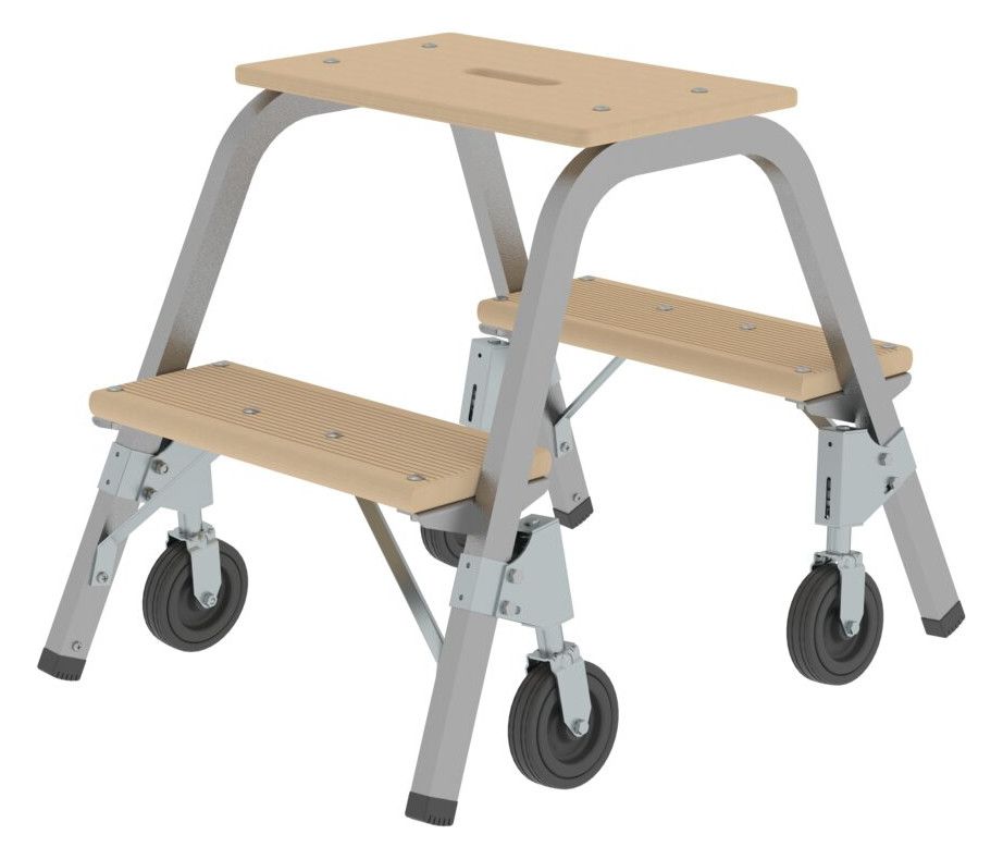 GS Stahlrohr-Holztritt mit 4 Bockrollen