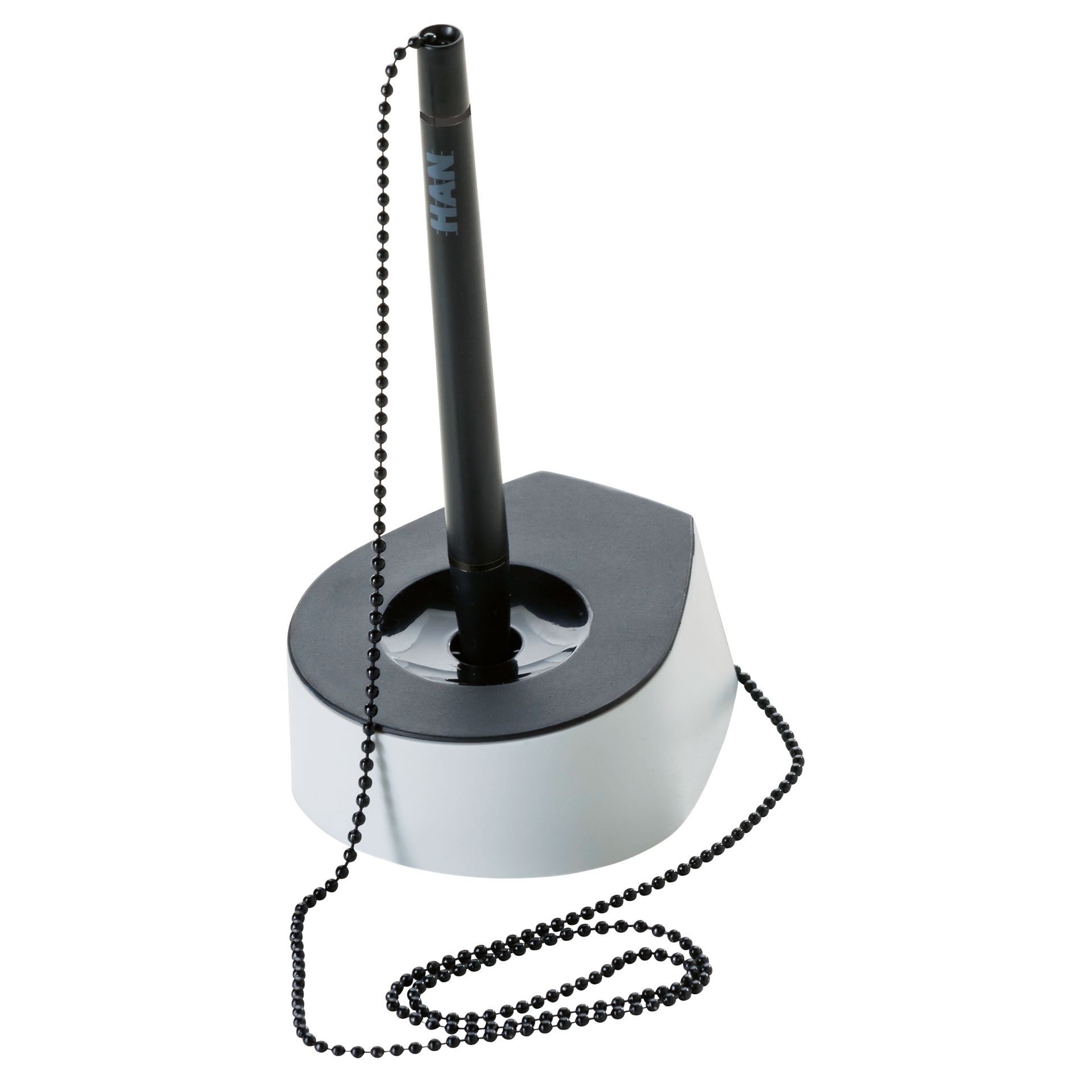 Kugelschreiberständer SALSA +Kette schwarz/lichtgrau
