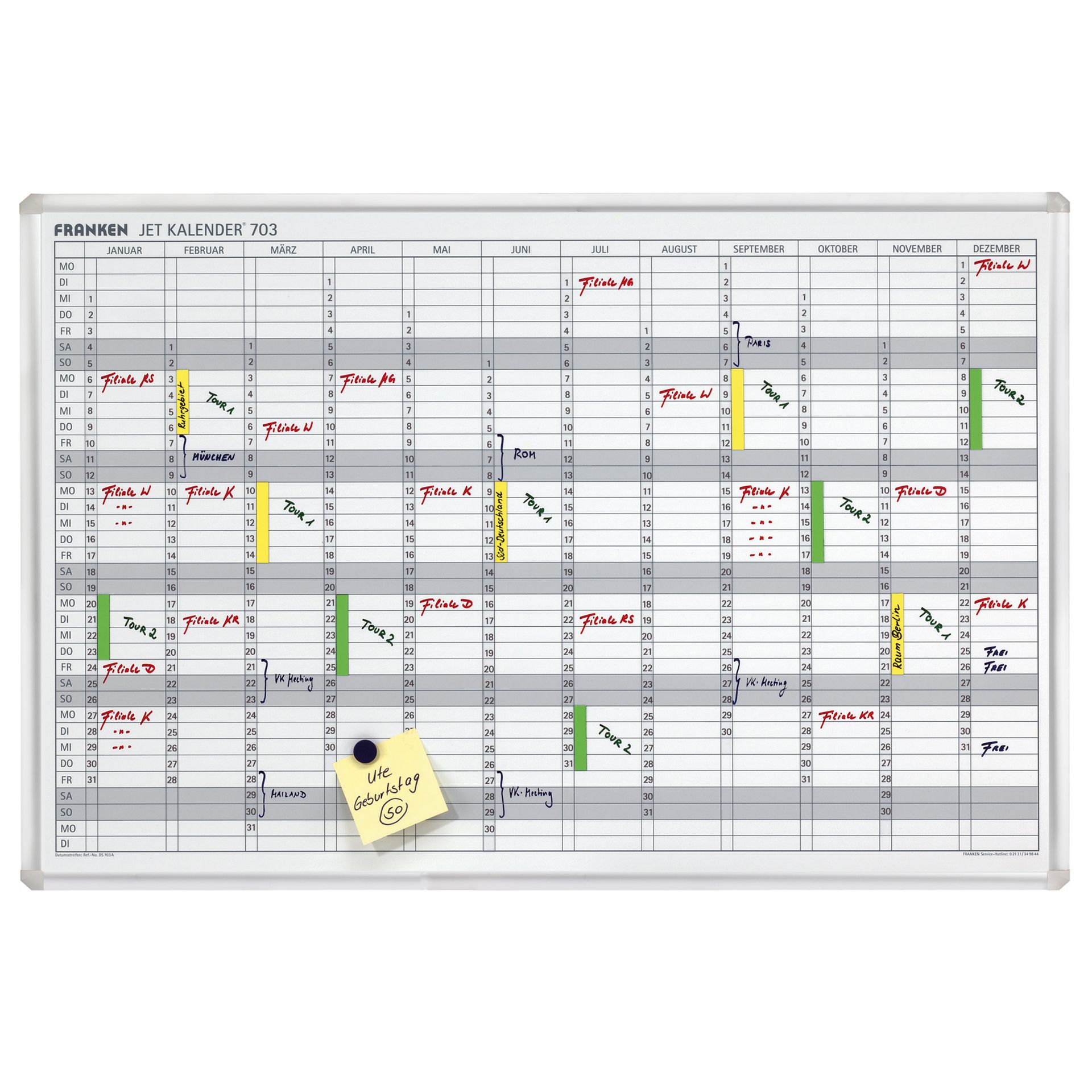 Jahresplaner JetKalender 90x60cm 12Monate weiß