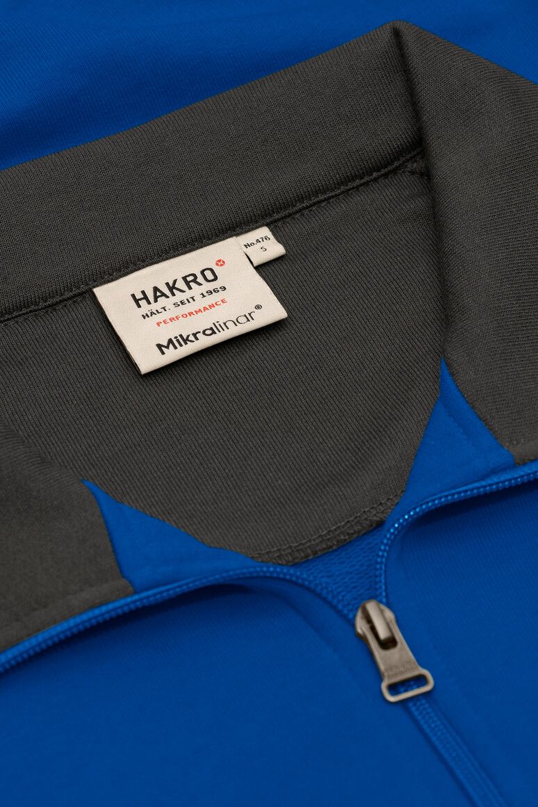 HAKRO Zip-Sweatshirt Contrast MIKRALINAR® royalblau/anthrazit, XS