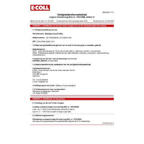 Brennspiritus 1L Flasche E-COLL