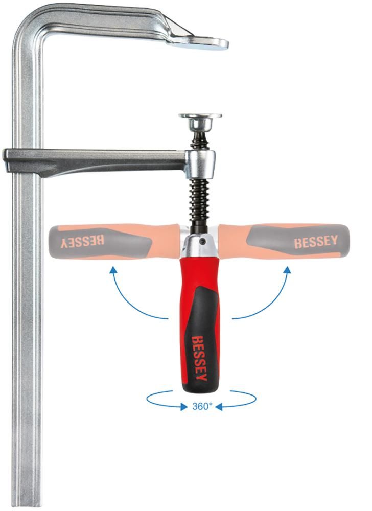 Schraubzwinge Ganzstahl mit 2-Komponenten-Heft 250x120mm Klappgriff Bessey