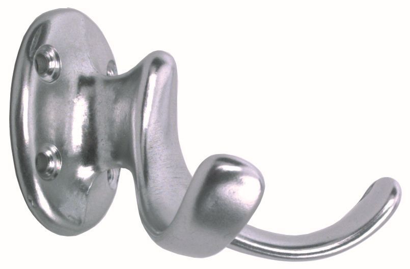 Mantelhaken doppelt oval Aluminium silberfarbig 50 mm