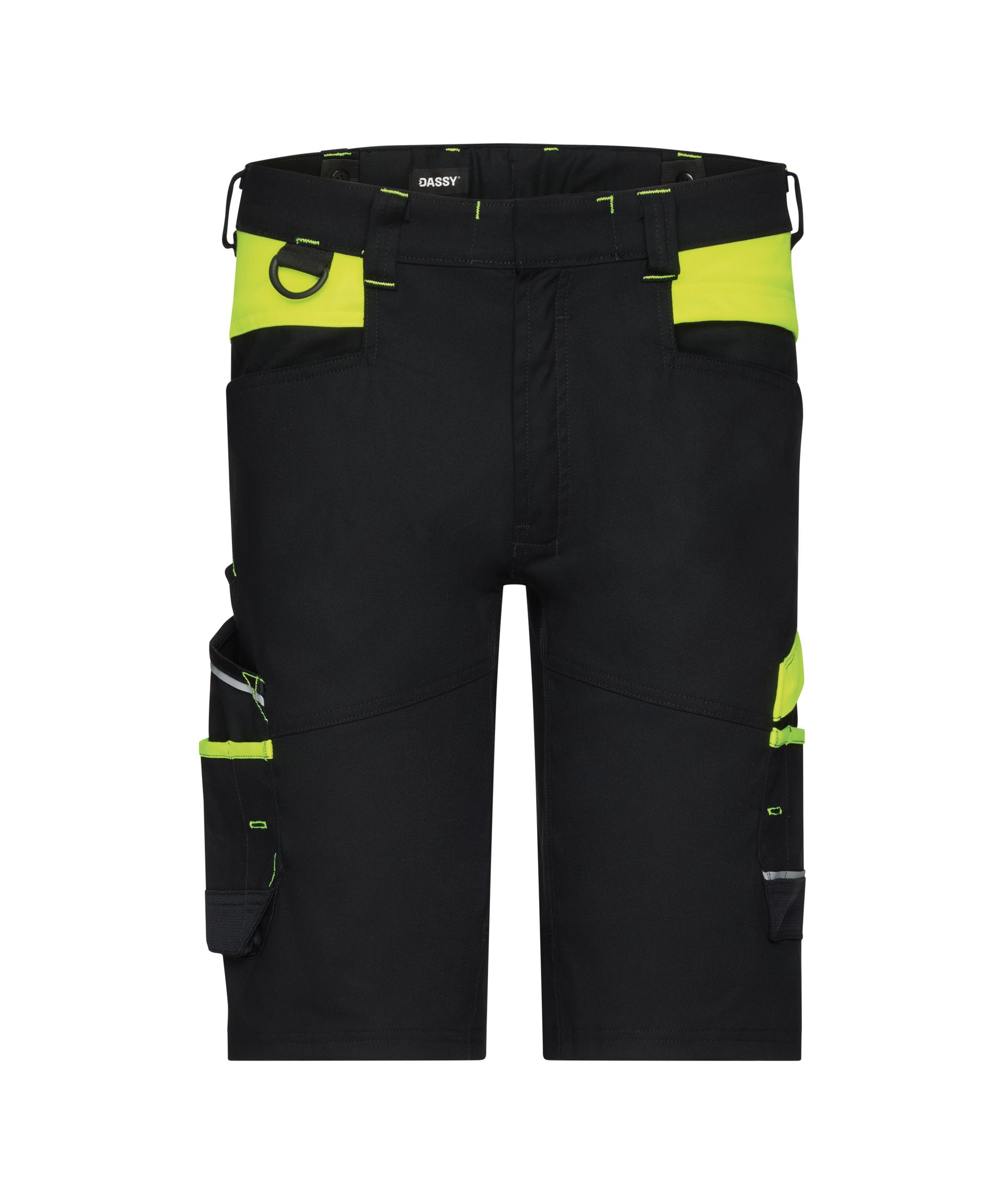 DASSY® Manilla - Stretch-Arbeitsshorts - schwarz/neongelb, Gr. 42