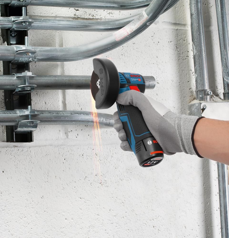 Akku-Winkelschleifer GWS 12V-76 Bosch 2x12,0 V 3,0 Ah Ladegerät GAL1230 L-Boxx