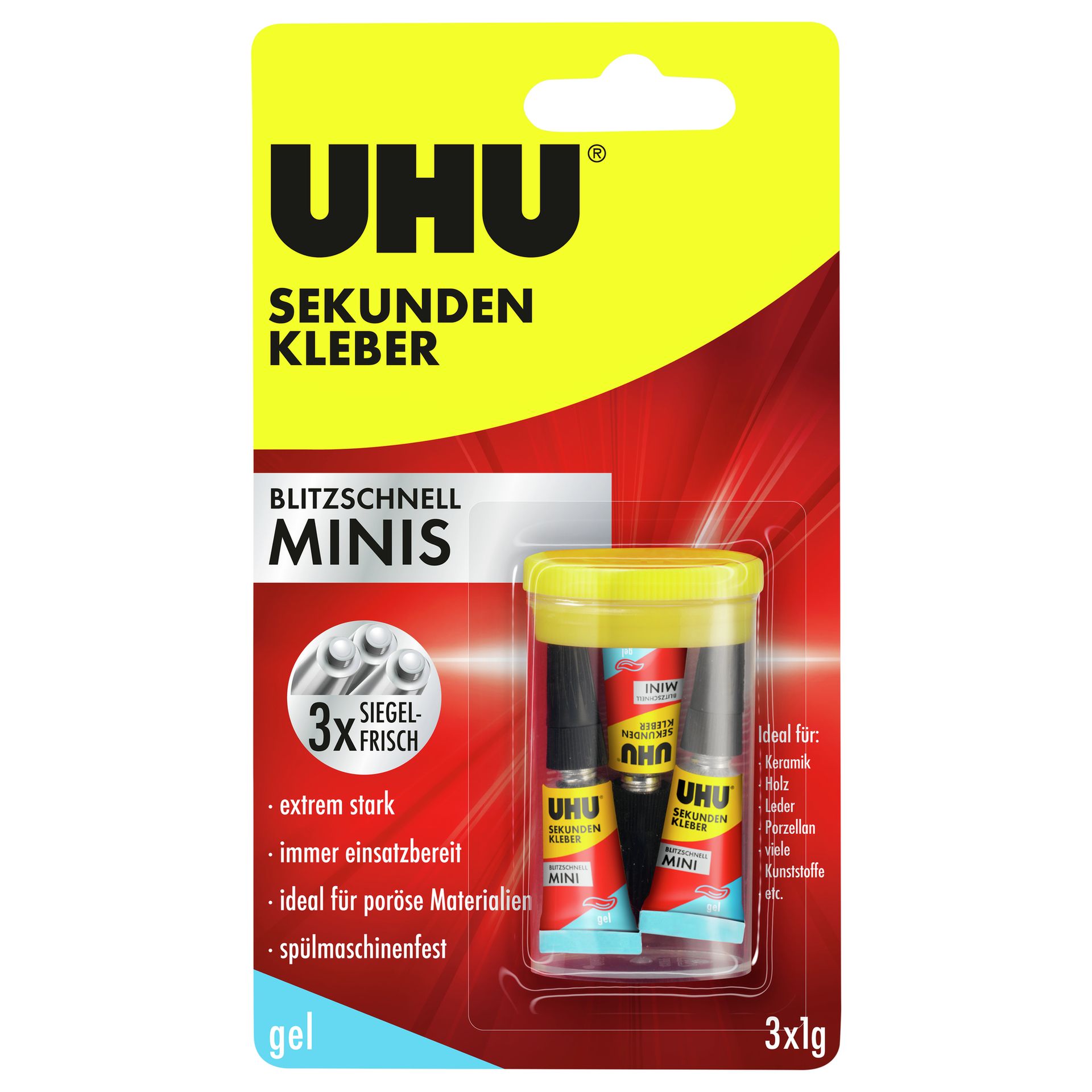 Sekundenkleber blitzschnell MINIS gel 1g 3 St./Pack.