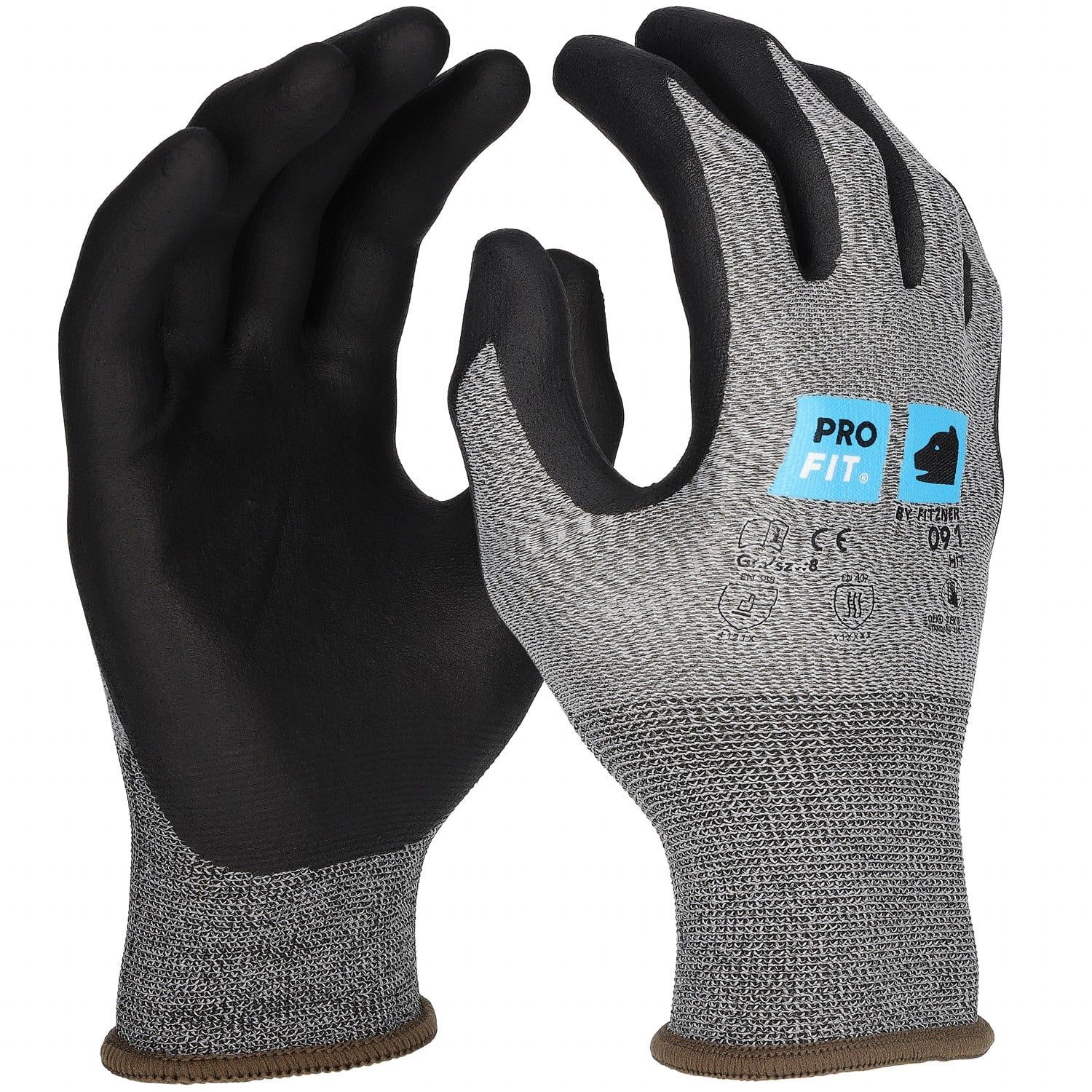 Nitril Handschuhe, "Hit",Nitrilschaum, grau/schwarz 10