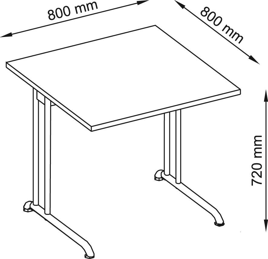 Schreibtisch lichtgrau 800x800 mm