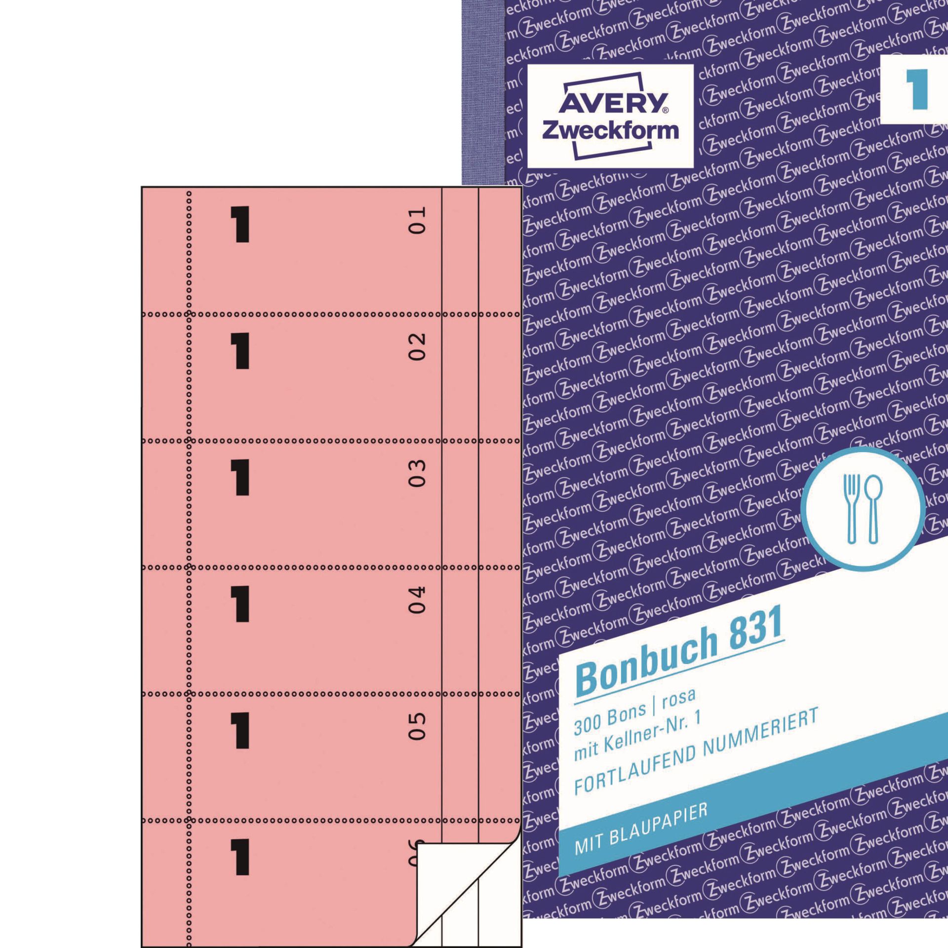 Bonbuch 105x198mm 300Bl. rosa