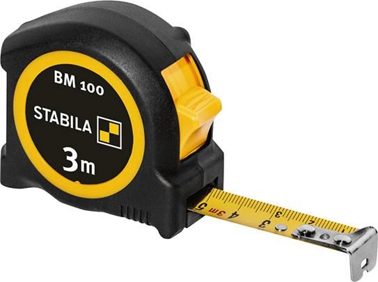STABILA Taschenbandmaß BM 100, 3 m, metrische Skala
