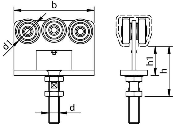 HELM 492 Rollapparat M16x70, höhenverstellbar
