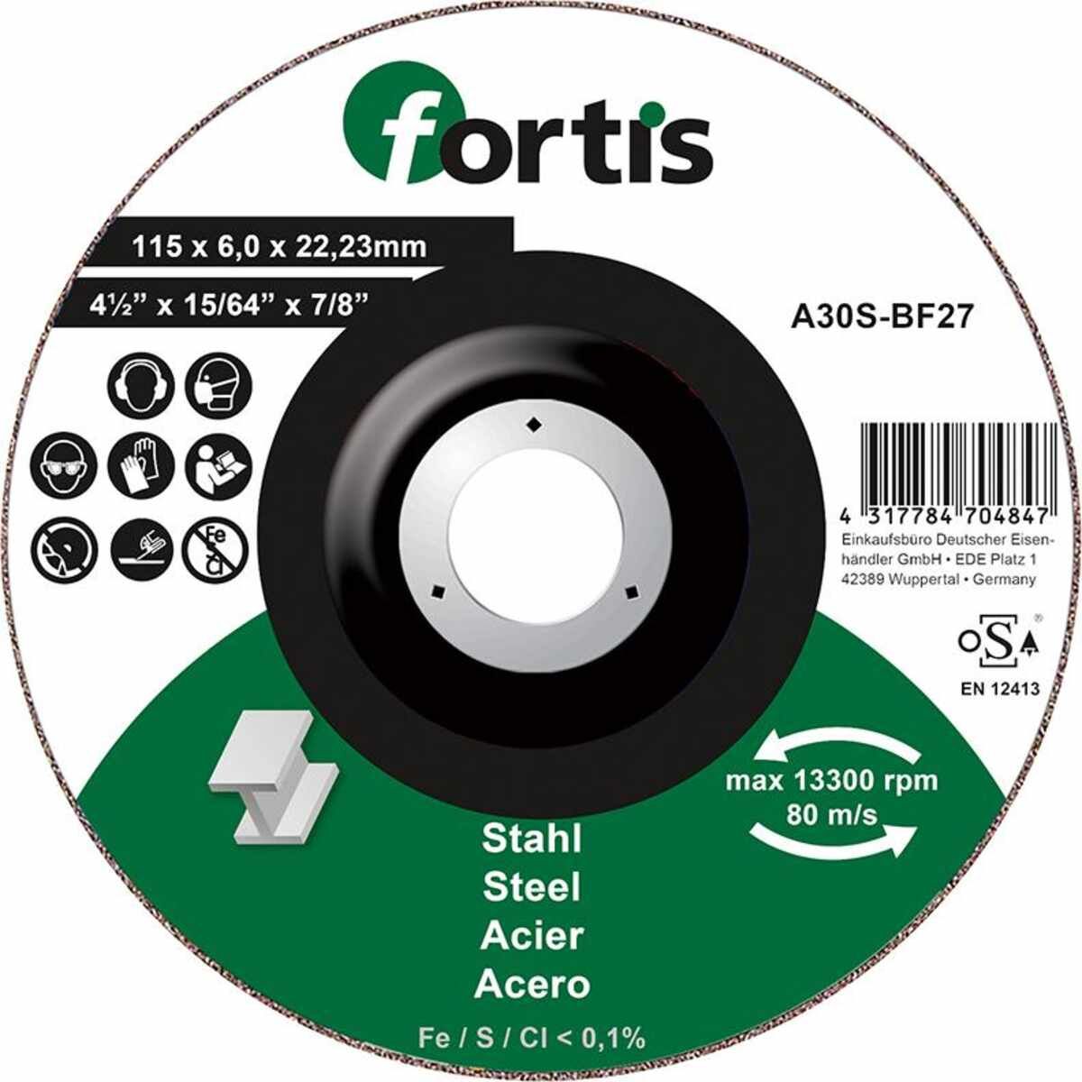 Schruppscheibe Stahl 115 x 6,0 mm FORTIS