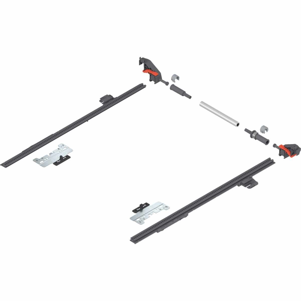 MERIVOBOX Seitenstabilisierung, NL=400 mm, KB=1400 mm, Vollauszug, zum Ablängen, R7037 staubgrau