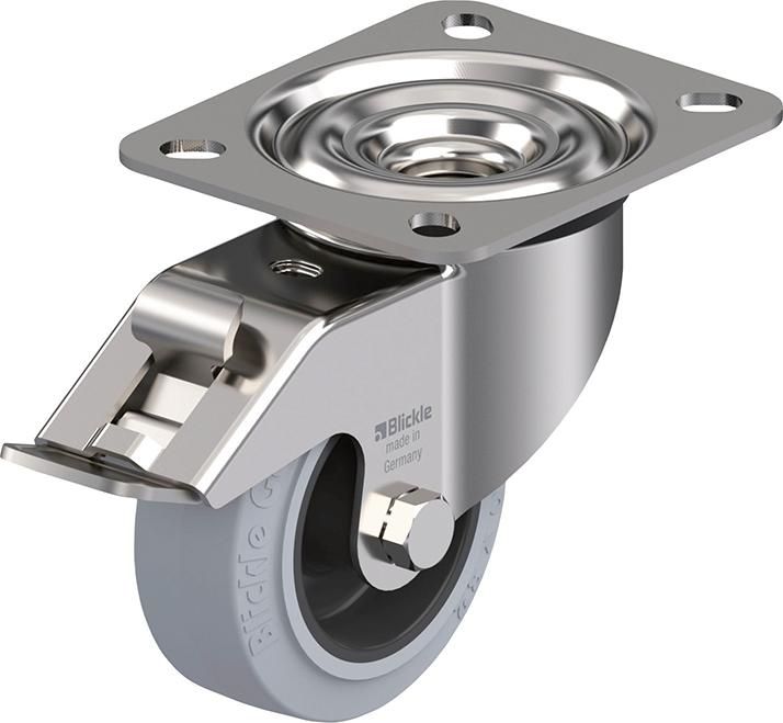 Lenkrolle m. Feststeller Rad-D80mm Gummi LEX-POEV 80G-FI-SG