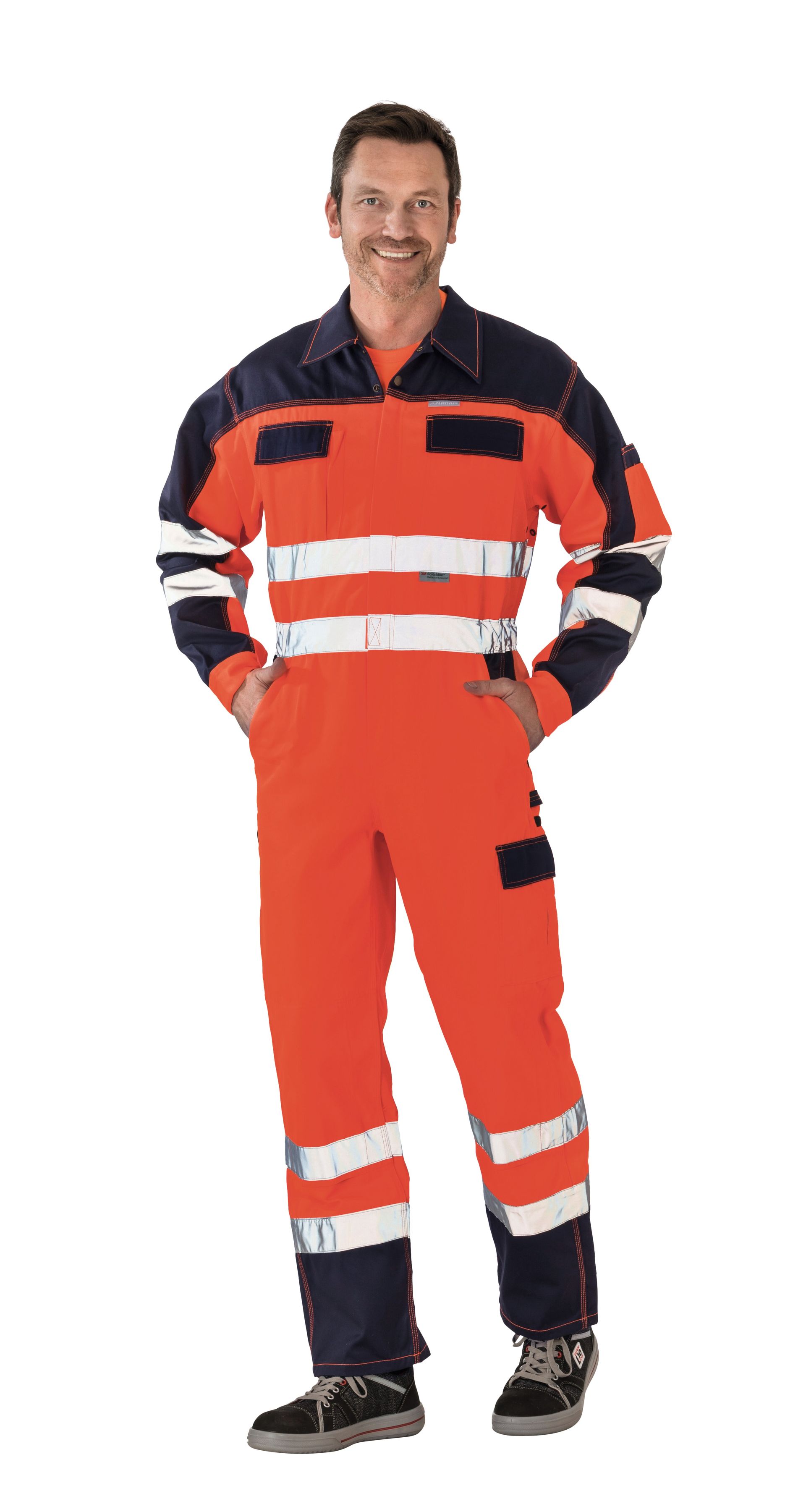 Planam Rallyekombi 2-farbig Warnschutz, Outdoor orange/marine Gr. 24