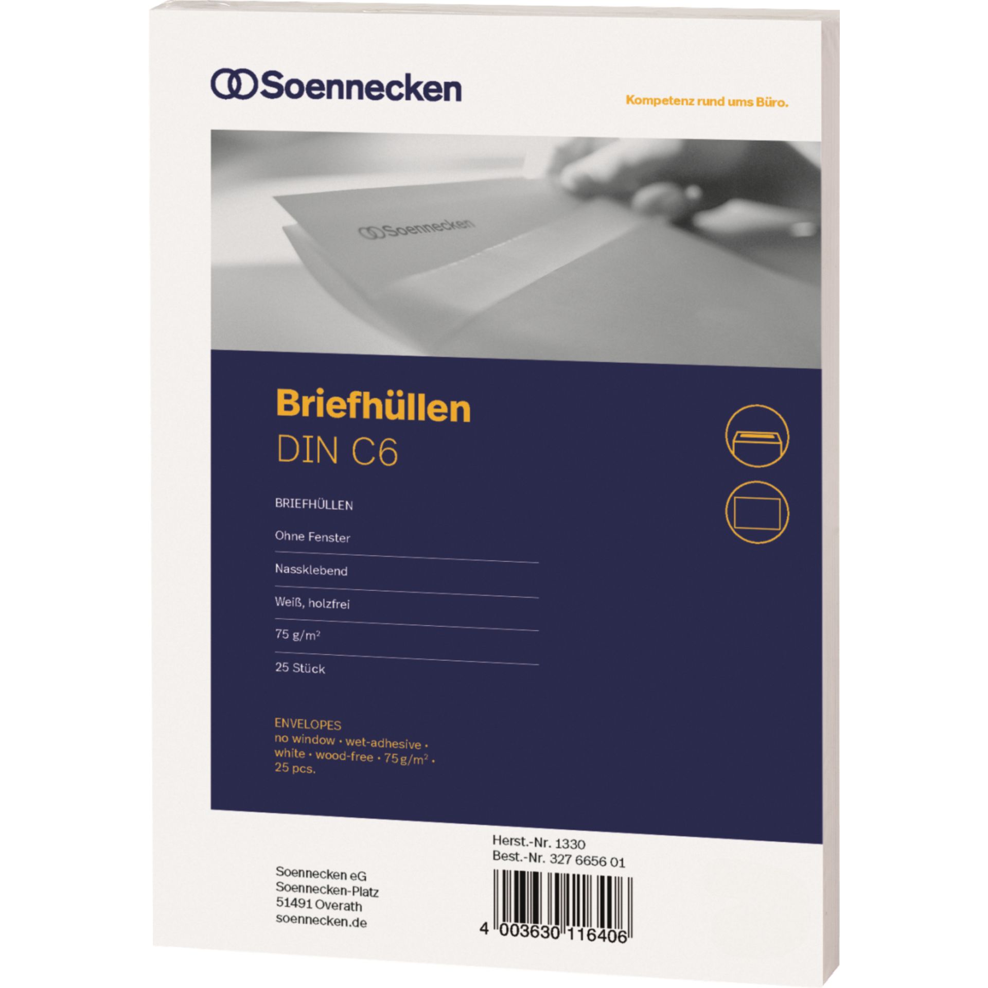 Briefhülle C6 oF nk weiß 25 St./Pack.