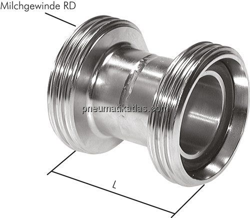 Doppelnippel (Milchgewinde) Rd 28 x 1/8"-Rd 28 x 1/8"