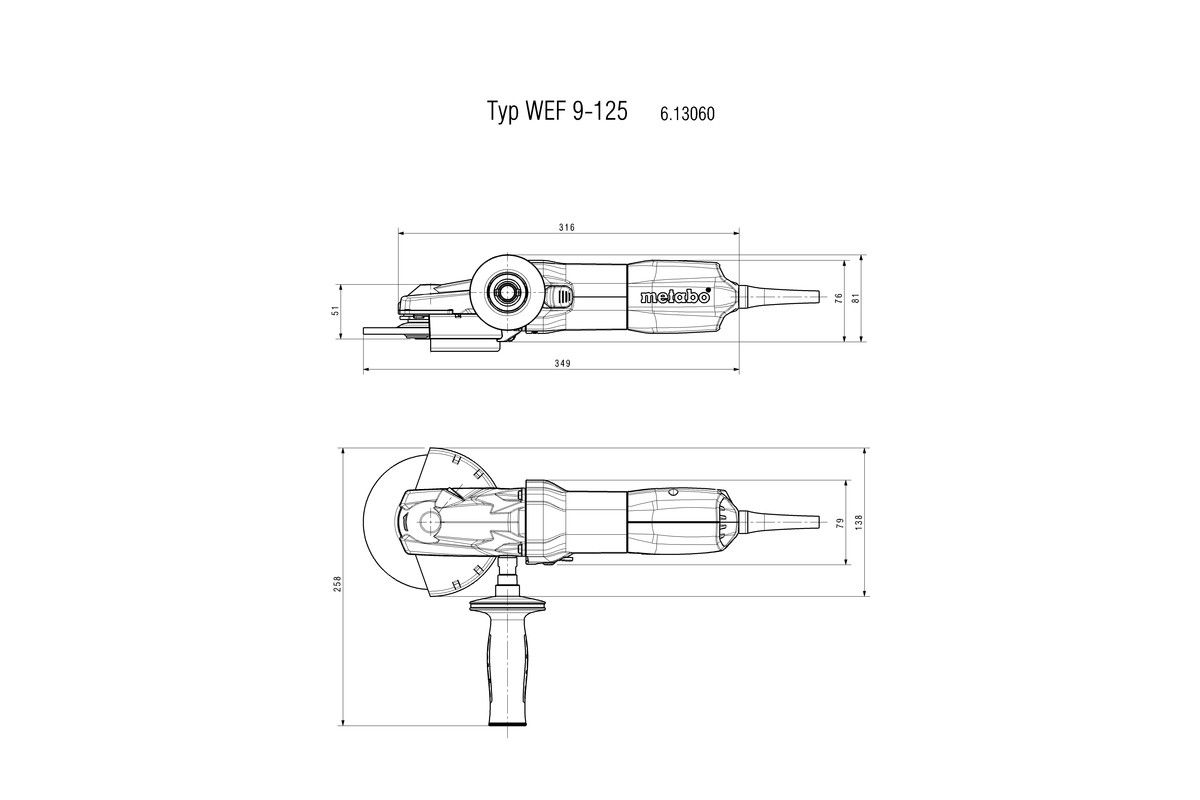 Flachkopf-WinkelschleiferWEF 9-125 Metabo