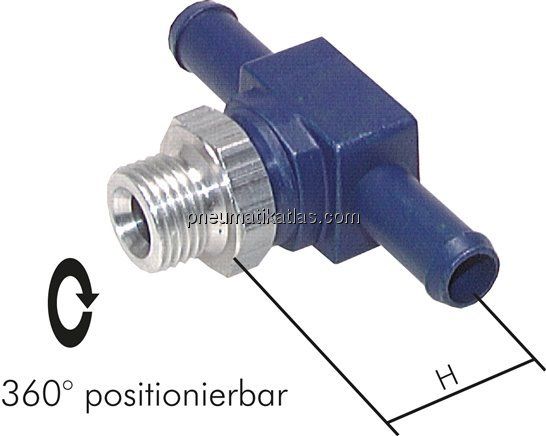 T-Steckanschluss, G 1/8"-3mm innen, Aluminium