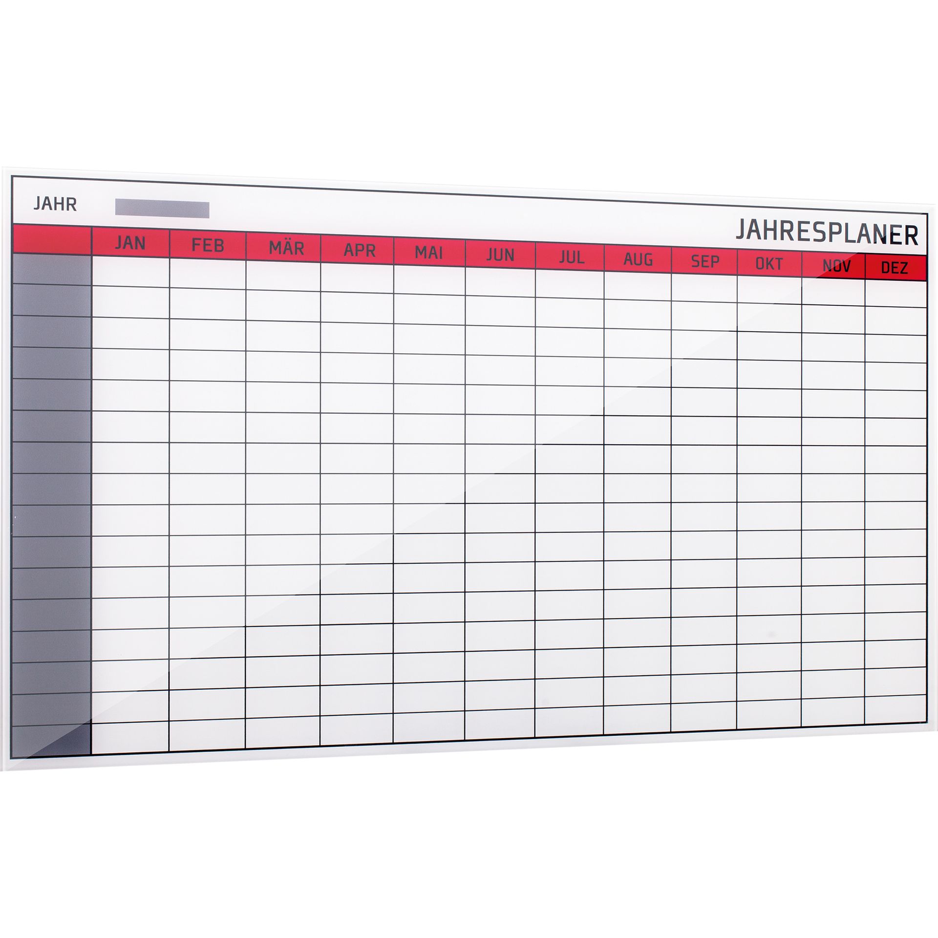 Jahresplaner Glas Kollektion 4mm weiß