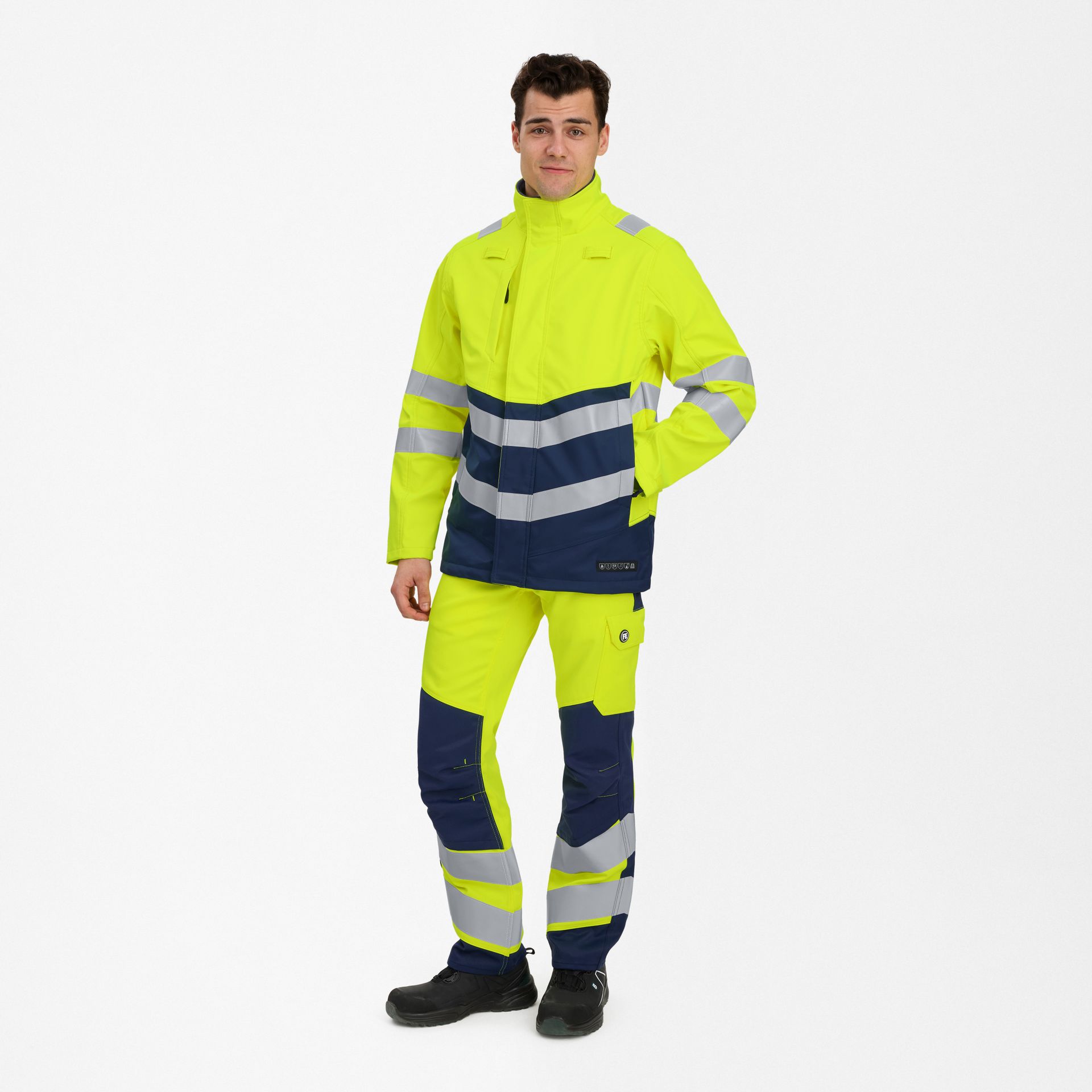 Safety+ Softshelljacke Gelb/Blue Ink, Gr. M