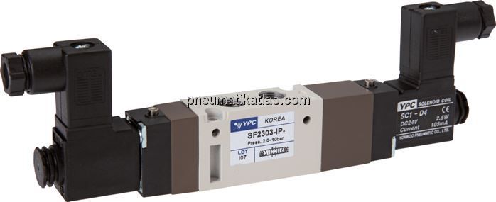 5/3-Wege Magnetventil, G 1/8", Mittelstellung geschlossen, 24 V=