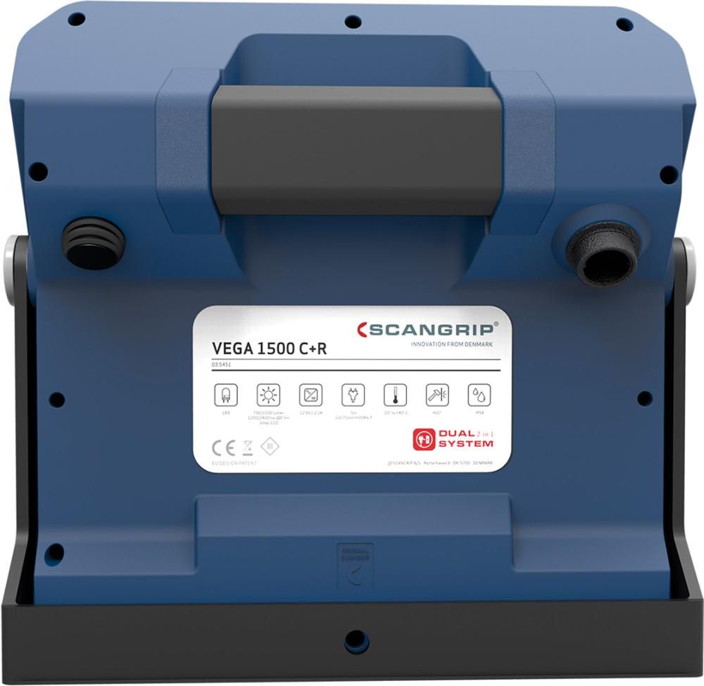 Baustrahler Dualsystem VegaLite 1500 C+R 750-2000Lumen SCANGRIP LITE