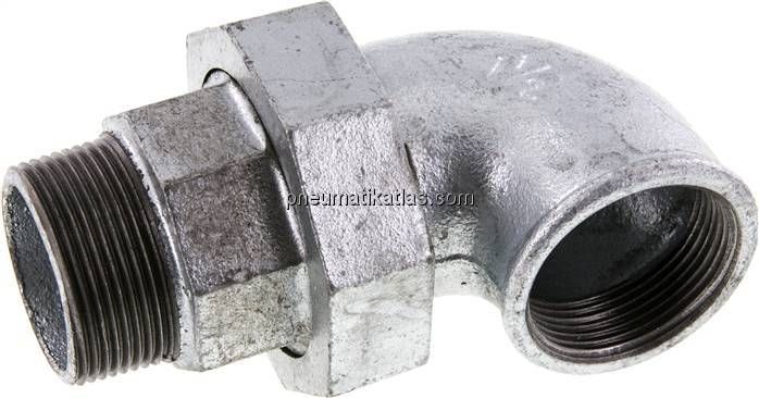 Winkel-Verschraubung flach dichtend Rp/R 1-1/2"(IG/AG)