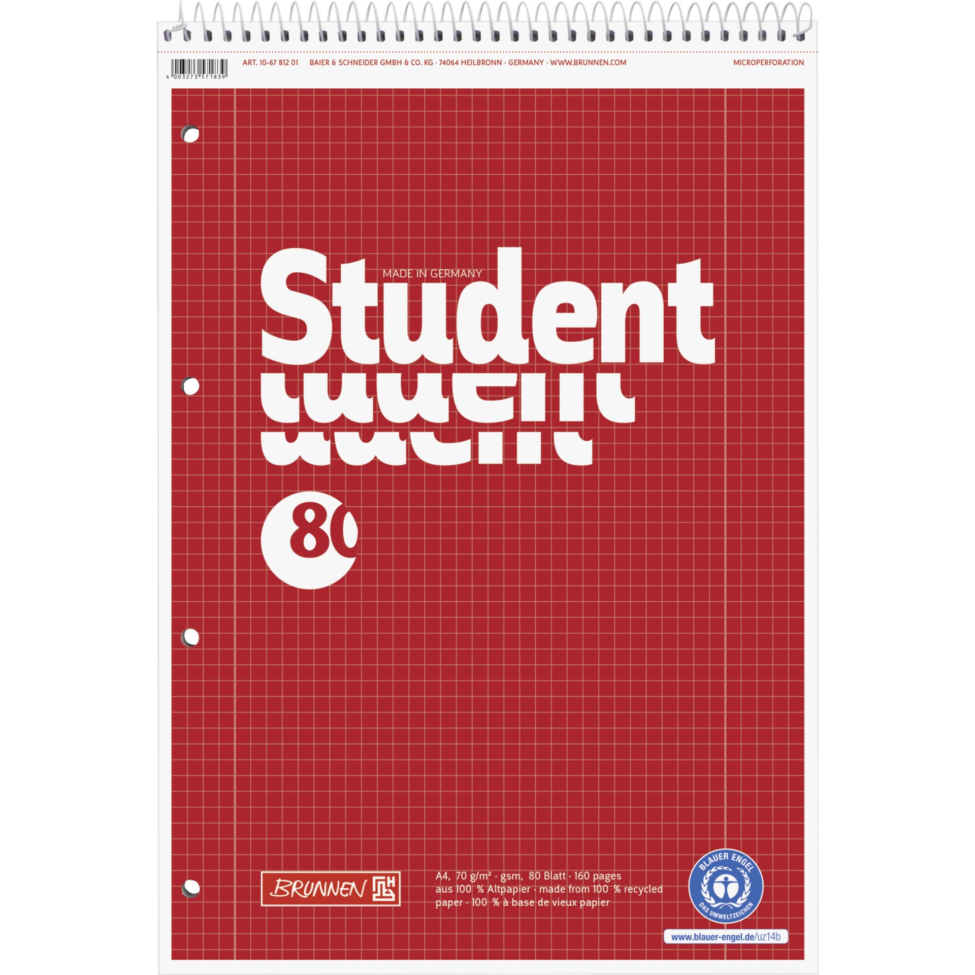 Collegeblock A4 Spirale oben Lin28 kar