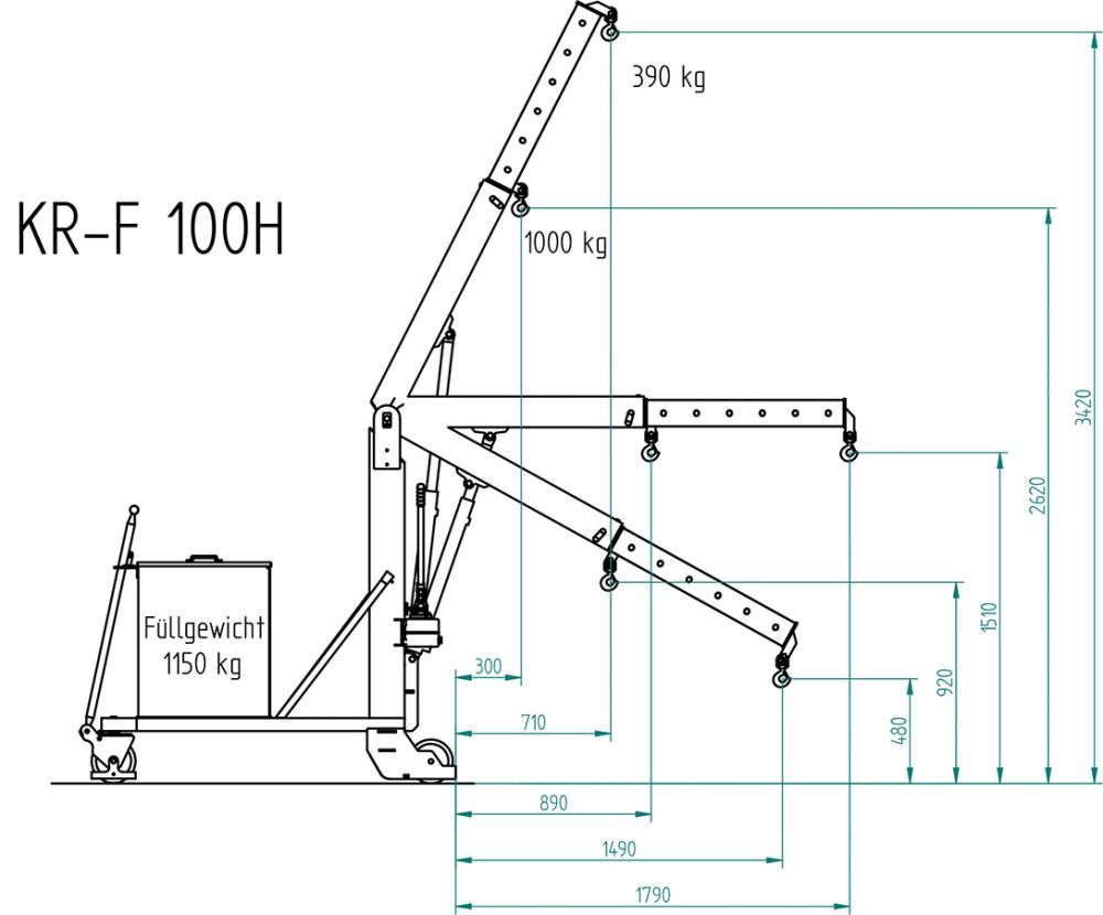 Werkstattkran freitragend Traglast 1000kg RAL 5002