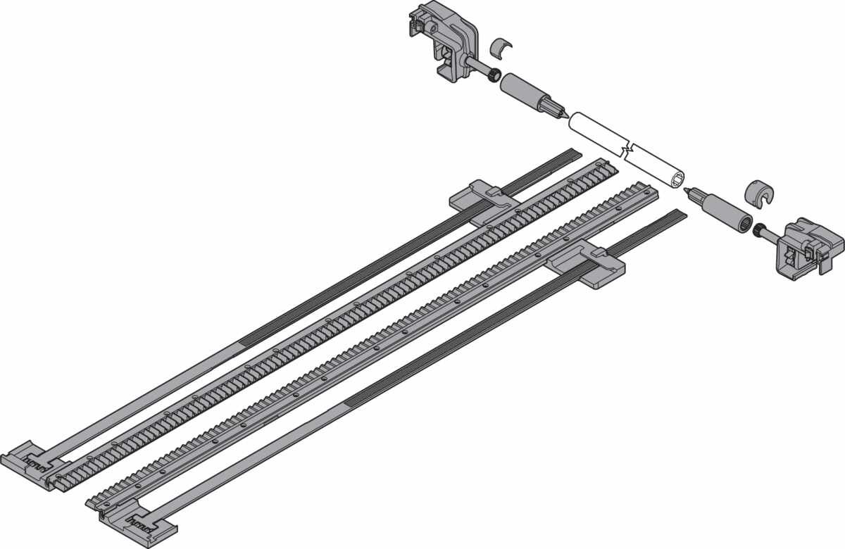TANDEM Seitenstabilisierung, NL=650 mm, KB=1400 mm, Teilauszug, zum Ablängen, R7037 staubgrau