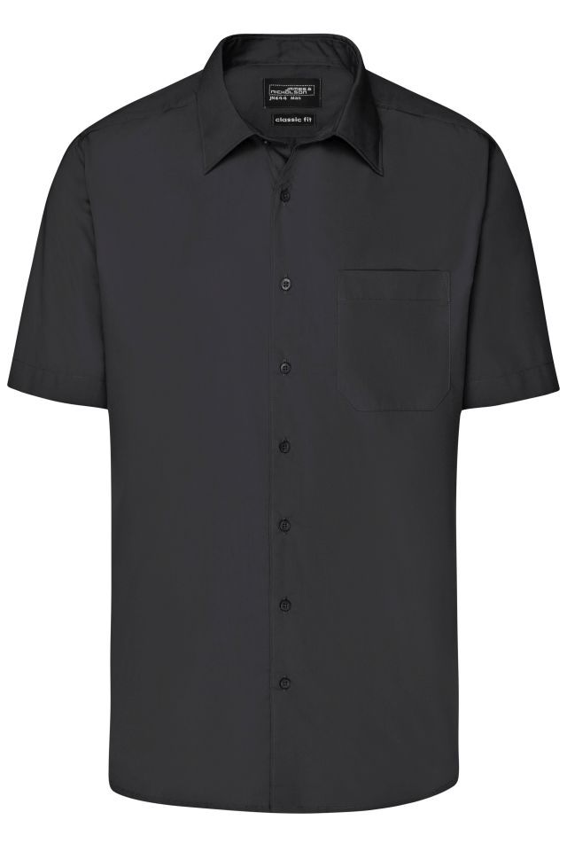 Men's Business Shirt Short-Sleeved Klassisches Shirt aus strapazierfähigem Mischgewebe schwarz, Gr. S