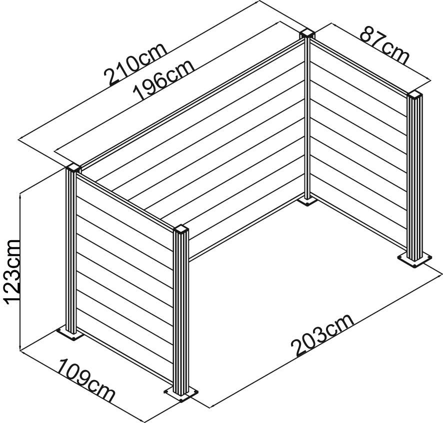 Mülltonnen-EinfassungAluminium 3 x 240 Liter213 x 115 x 122 cm rtikel