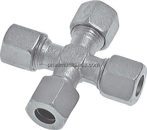 Kreuz-Schneidringverschraubung 4 LL (M8x1), Stahl verzinkt